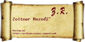 Zoltner Rezső névjegykártya